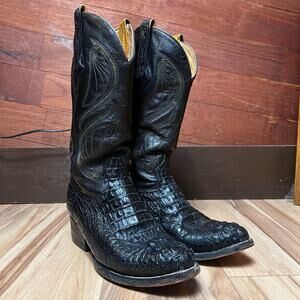 CUADRA Exotic Caiman Cowboy Boots Size 8D Mens Embroidered Fuscus Western